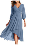 VITTORIA | Elegant dress with asymmetrical hem and flowing sleeves Refined look for any occasion