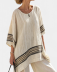 Harlowe | Elegant Black-Striped Linen Top & Flowing Pants