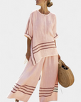 Wynric | Sophisticated Striped Asymmetrical Top & Bold Pants