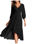 VITTORIA | Elegant dress with asymmetrical hem and flowing sleeves Refined look for any occasion