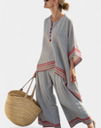 Daelric | Sophisticated Asymmetrical Blouse & Ethnic Wide-Leg Pants