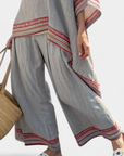 Daelric | Sophisticated Asymmetrical Blouse & Ethnic Wide-Leg Pants