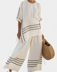 Wynric | Sophisticated Striped Asymmetrical Top & Bold Pants
