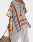 Caevan | Sophisticated Asymmetrical Blouse & Wide-Leg Linen Pants
