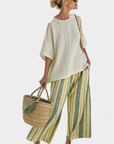 Ellowyn | Sophisticated Top & Striped Linen Pants