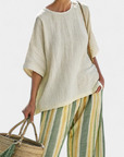 Ellowyn | Sophisticated Top & Striped Linen Pants