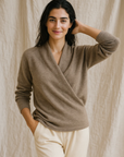Natalie | Women’s Winter Wrap V Neck Knit Sweater