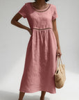 Pernelle™ — Midi Dress 100% Cotton Embroidered Soft Femininity