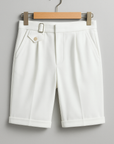 John | Men’s Pleated Tailored Shorts Side Buckles