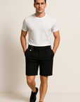 John | Men’s Pleated Tailored Shorts Side Buckles