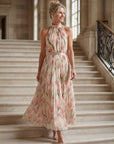 Aurelle | Halter Neck Floral Midi Dress