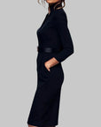 Amber  | Women’s Long Sleeve Belted Sheath Midi Dress