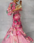 LUCIA | Long Summer Dress with Floral Pattern and Adjustable Silhouette
