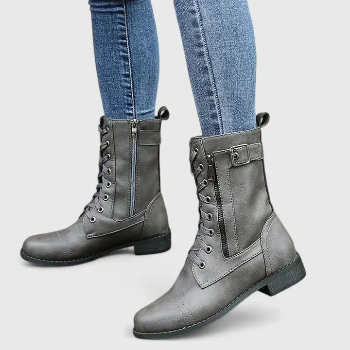 Fiona | Women Spring Lace-Up Side-Zip Ankle Boots