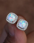 Elegant Silver Earrings with White Fire Opal
