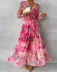 LUCIA | Long Summer Dress with Floral Pattern and Adjustable Silhouette