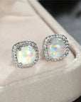 Elegant Silver Earrings with White Fire Opal
