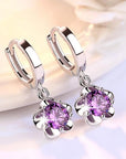 Silver Earrings with Purple and White Zirconia