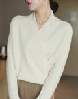 Natalie | Women’s Winter Wrap V Neck Knit Sweater