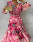 LUCIA | Long Summer Dress with Floral Pattern and Adjustable Silhouette