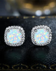 Elegant Silver Earrings with White Fire Opal