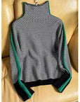 Bella | Women Luxe Herringbone Turtleneck Sweater