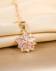 Sakura Rose Romantic Necklace in Stainless Steel