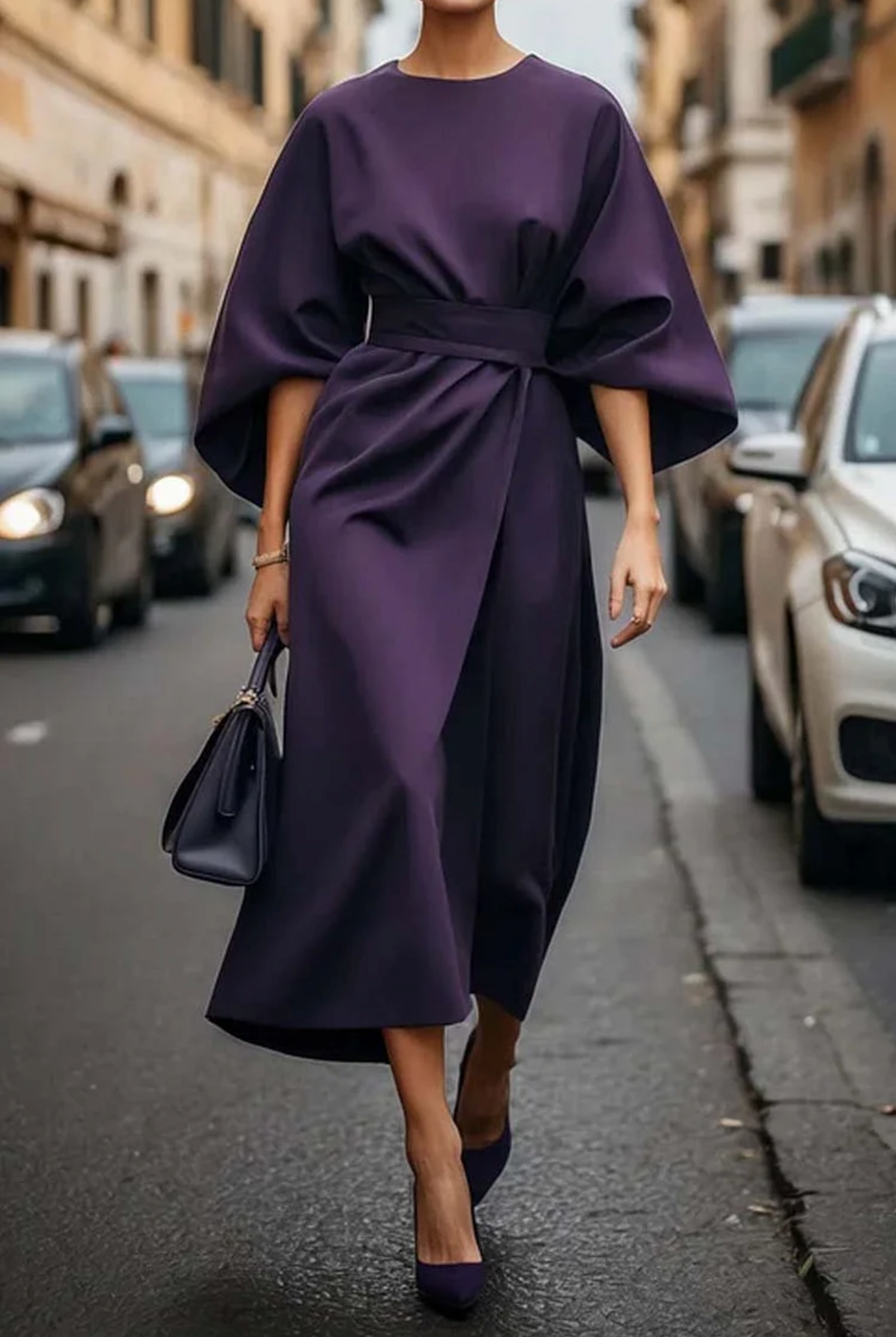 Lily | Women’s Winter Lantern Sleeve Midi Dress