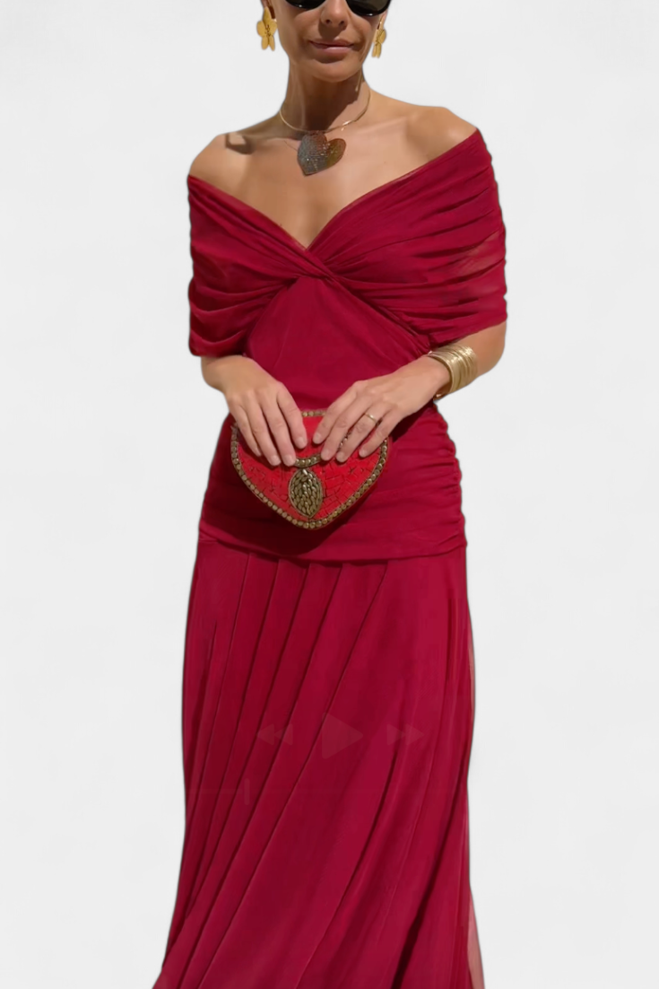 Karen | Long Floral Dress with V-Neck