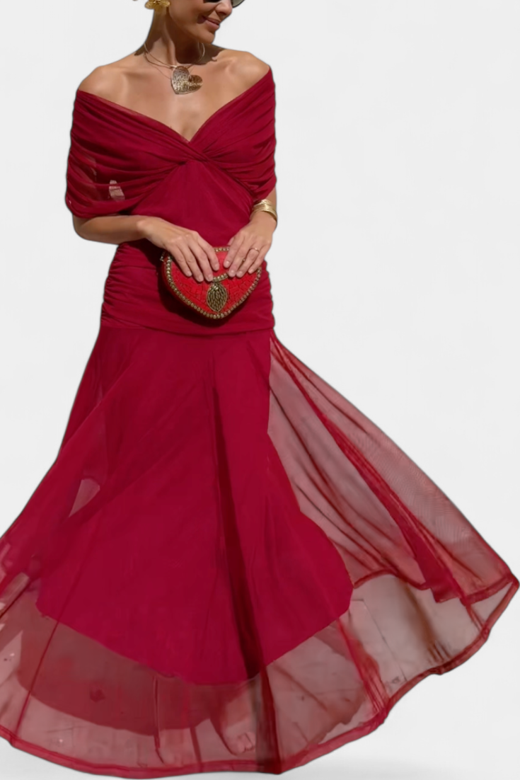 Karen | Long Floral Dress with V-Neck