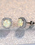 Elegant Silver Earrings with White Fire Opal