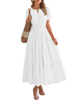 Camille | Boho A-Line Maxi Dress with V-Neck & Flowing Fit