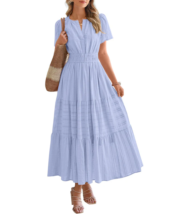 Camille | Boho A-Line Maxi Dress with V-Neck &amp; Flowing Fit