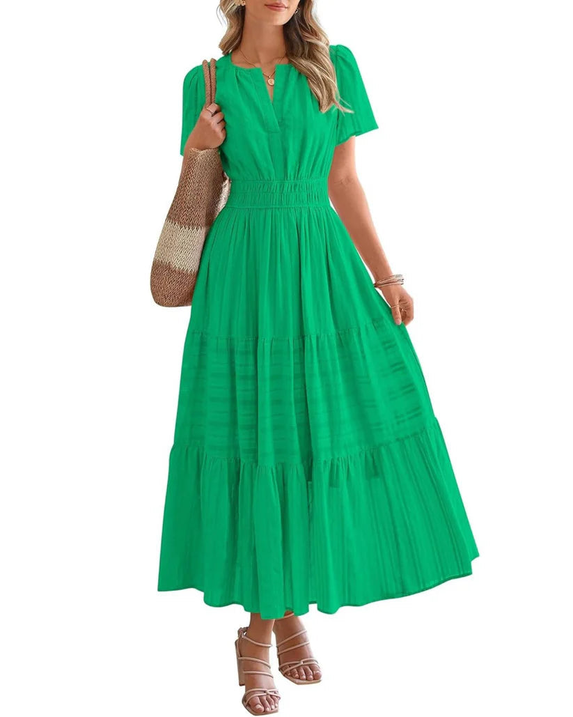 Camille | Boho A-Line Maxi Dress with V-Neck &amp; Flowing Fit