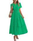 Camille | Boho A-Line Maxi Dress with V-Neck & Flowing Fit