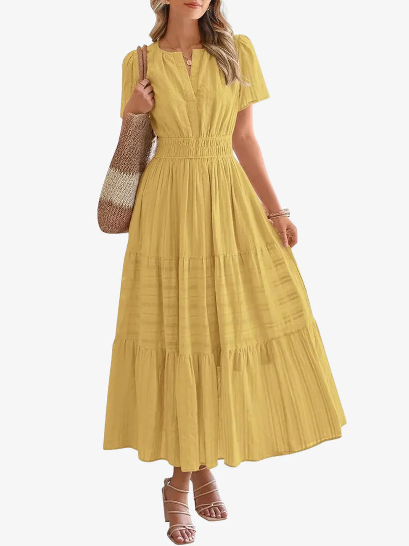 Camille | Boho A-Line Maxi Dress with V-Neck &amp; Flowing Fit