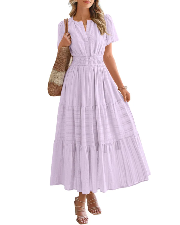 Camille | Boho A-Line Maxi Dress with V-Neck &amp; Flowing Fit