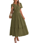 Camille | Boho A-Line Maxi Dress with V-Neck & Flowing Fit