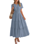 Camille | Boho A-Line Maxi Dress with V-Neck & Flowing Fit