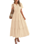 Camille | Boho A-Line Maxi Dress with V-Neck & Flowing Fit