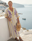 Aurelia | V Neck Half Sleeve Striped Floral Maxi Dress