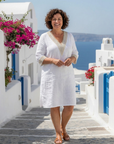 Elira | V Neck Three Quarter Sleeve Knee Length Dress