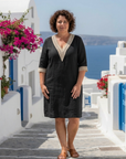 Elira | V Neck Three Quarter Sleeve Knee Length Dress