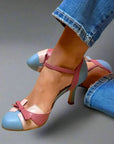 Penelope | Women Classic Bow Strap Mid Heel Pumps