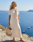 Elowyn | Round Neck Short Sleeve Pocket Maxi Dress