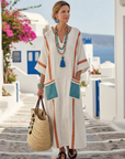 Noemi | V Neck Half Sleeve Pocket Maxi Dress