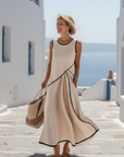 Soleia | Sleeveless Round Neck Draped Maxi Dress