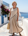 Soleia | Sleeveless Round Neck Draped Maxi Dress
