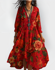 Samantha | Women Vintage Boho V-Neck Summer Dress