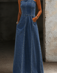Savannah | Vintage Denim Maxi Dress